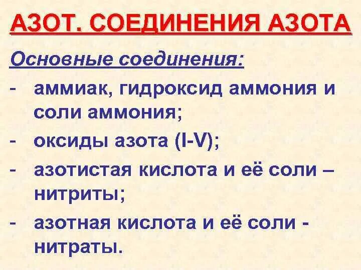 Основные соединения кислородного азота. Азот и его соединения схема. Основные соединения азота. Кислородные соединения азота.