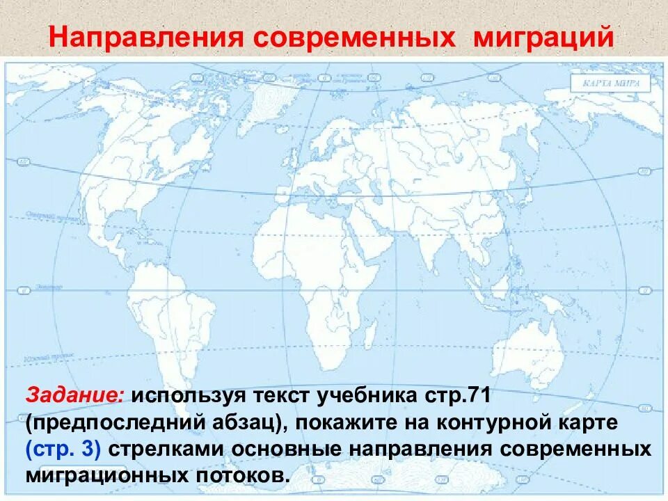 Направления основных миграционных потоков. Направление внутренней миграции