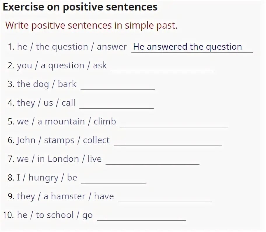 Write these sentences in the past