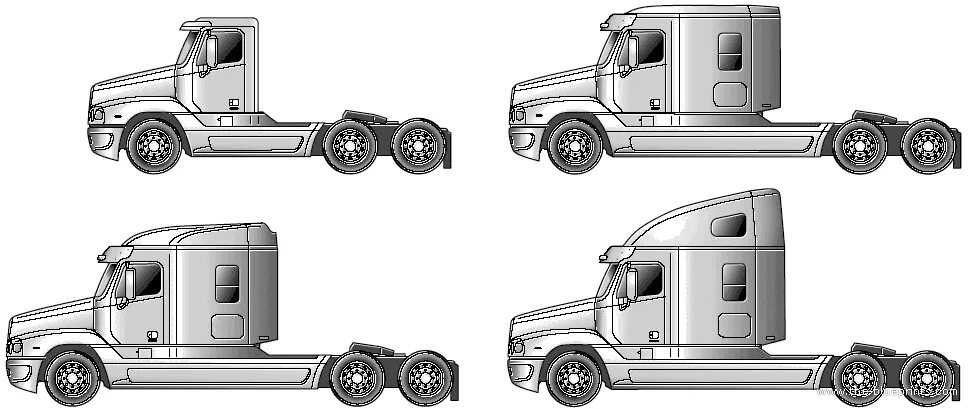 Капотный кузов. Чертеж грузовик Фрейтлайнер. Габариты тягача Фредлайнер. Габариты freightliner Century. Тягач Фредлайнер Центури чертеж.