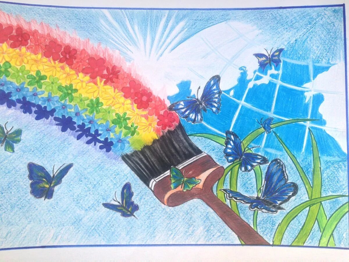 Рисование на тему Радуга. Разноцветная Страна рисование в подготовительной группе. Рисование в детском саду разноцветным мир. Рисунок на тему разноцветный мир детства.