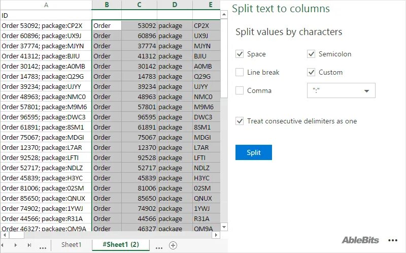 Split текст. Text to columns. text split png.