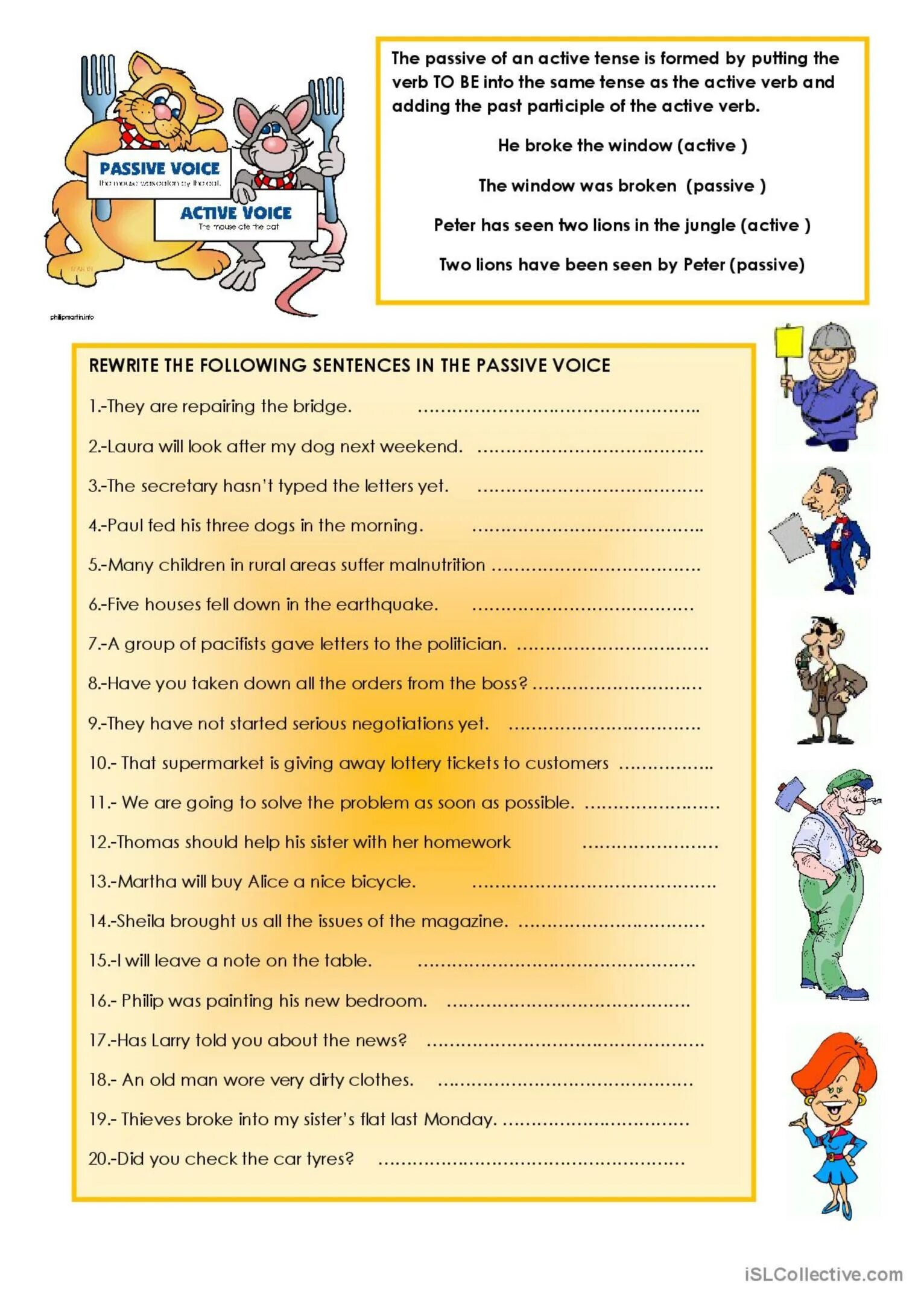 Пассивный залог Worksheets. Active into Passive Voice. Exercises for Passive Voice. Active into Passive Voice exercises. Present past passive worksheets