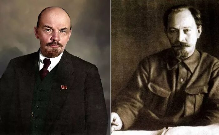 Actors Yuri Kayurov left as Vladimir Lenin and Anatoly Falkovich right as Felix 