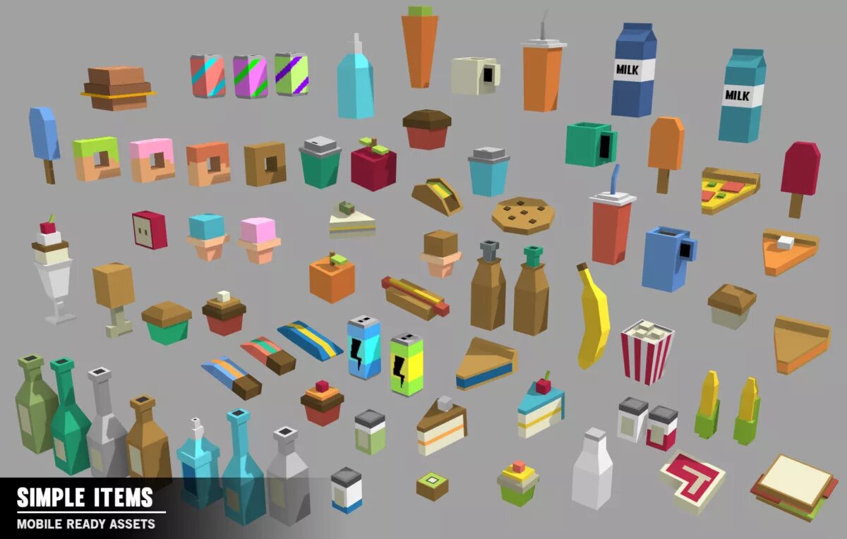 Simple items. Кнопки напиток assets. simple cartoon assets. mobile ready assets.