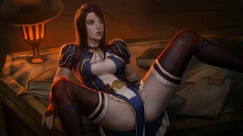 fantasy girl, video game girls, long hair, Caitlyn (League of Legends), women, M