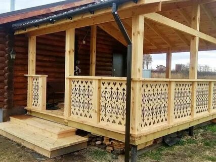 Веранда бани из дерева