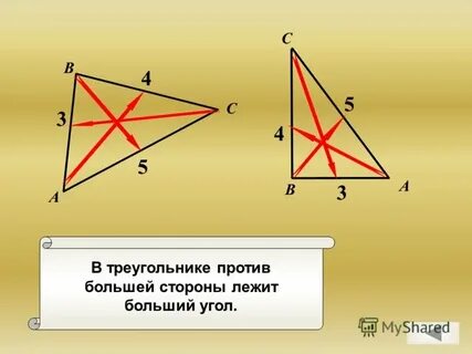 Треугольнике против меньшего угла лежит