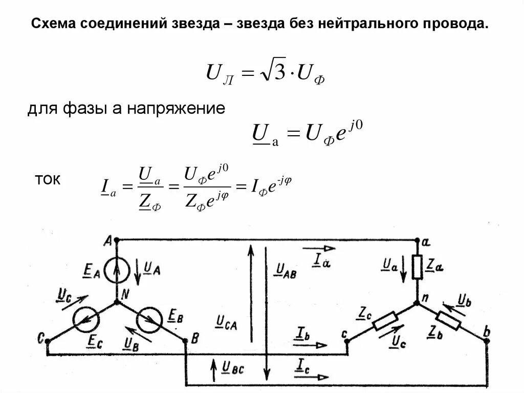 Формула соединения звездой. Звезда звезда с нейтральным проводом схема соединения. Схема “звезда-звезда” без нейтрального провода. Схема соединения звезда звезда. ТОЭ трехфазный ток звезда.