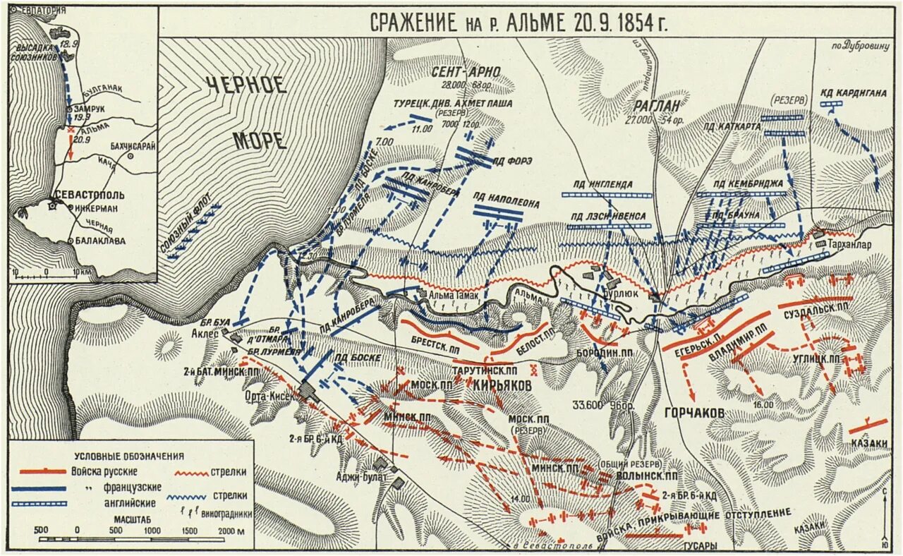 Битва при Альме карта сражения. Альминское сражение 1854 карта. Битва на реке Альме 1854. Карта Альминского сражения 1854 года.