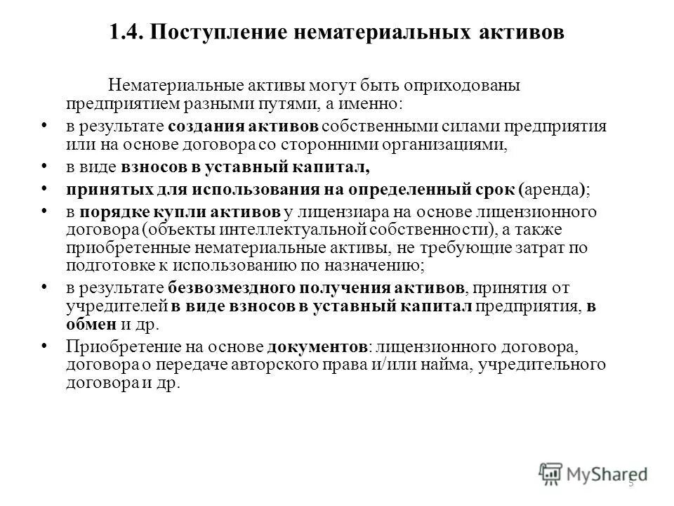 Нематериальные активы элемент актива