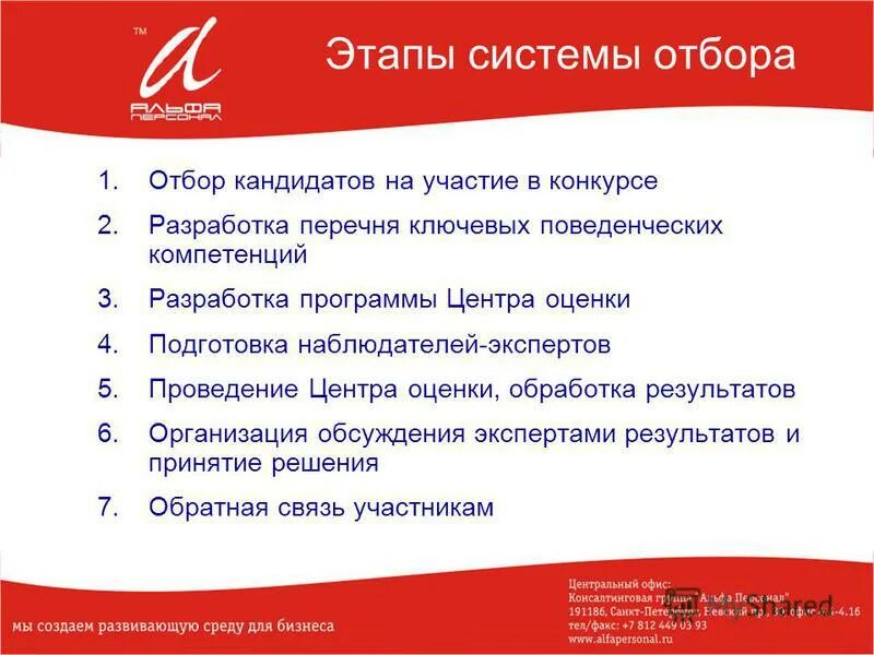Программа центра оценки. Программа центра оценки