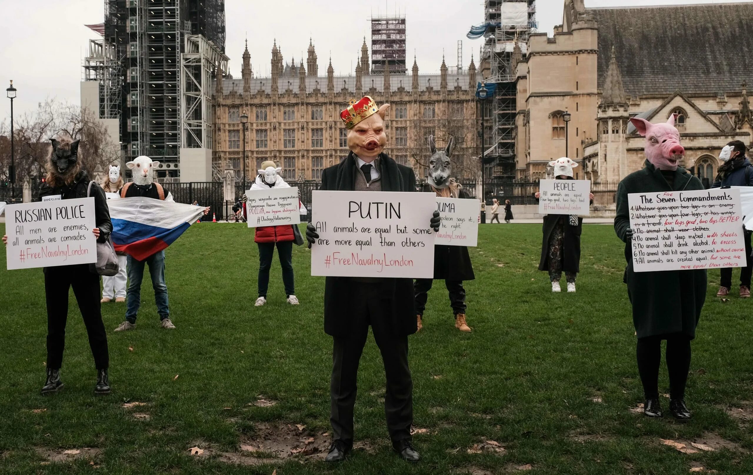 Акция протеста в Лондоне. Навальный в Лондоне. Лондонский юмор.