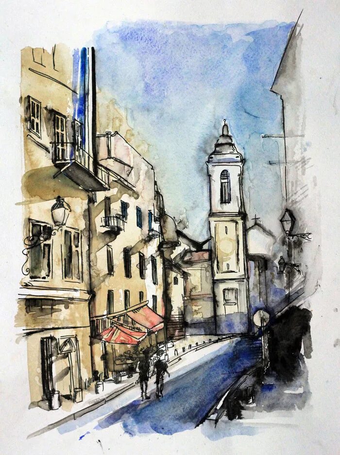 Акварель графика. Акварель тушь перо. Архитектура акварель и тушь. Тушь и акварель иллюстрации. Декоративный городской пейзаж.