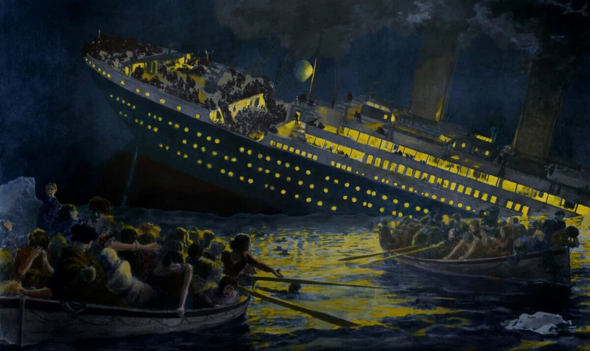 Какой самый известный корабль. Крушение Титаника 1912. 15 Апреля 1912 года затонул Титаник. Титаник тонет 1912. Титаник кораблекрушение 1912.