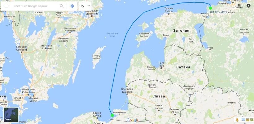 Расстояние между калининградом и санкт петербургом