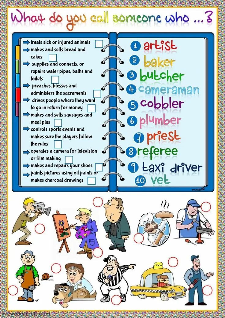 Do the matching exercise. Профессии на английском языке. jobs worksheets. jobs exercises. виды профессий на английском.