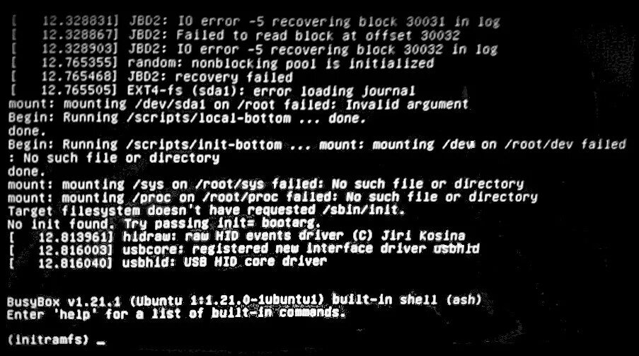 Ошибка root failed. Ubuntu initramfs ошибка. busybox ubuntu. fsck. initramfs ubuntu не загружается.