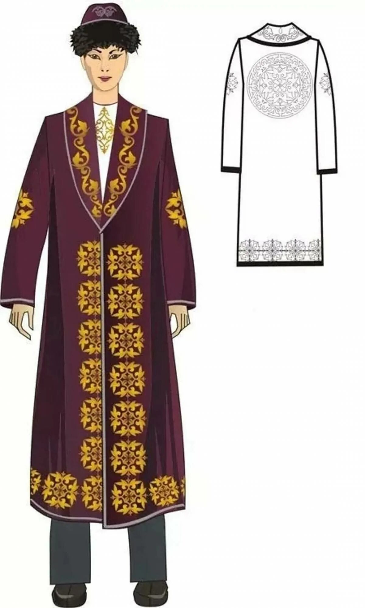 Чапан казахский. Казахская Национальная одежда шапан. Казахи национальный костюм шапан. Шапан казахская одежда мужская. Казахская мужская Национальная одежда камзол для раскрашивания.
