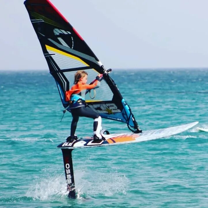Complete the exchanges he is on windsurfing