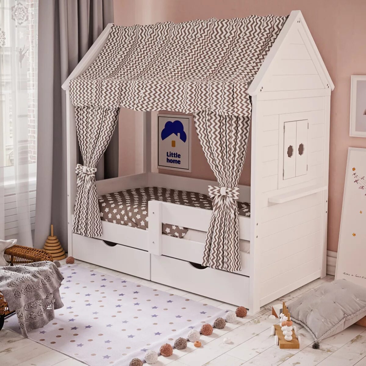 Little home video. Кровать чердак домик сканди. Кровать варкаус хоум корона. My little home мебель. Кровать домик для детей.