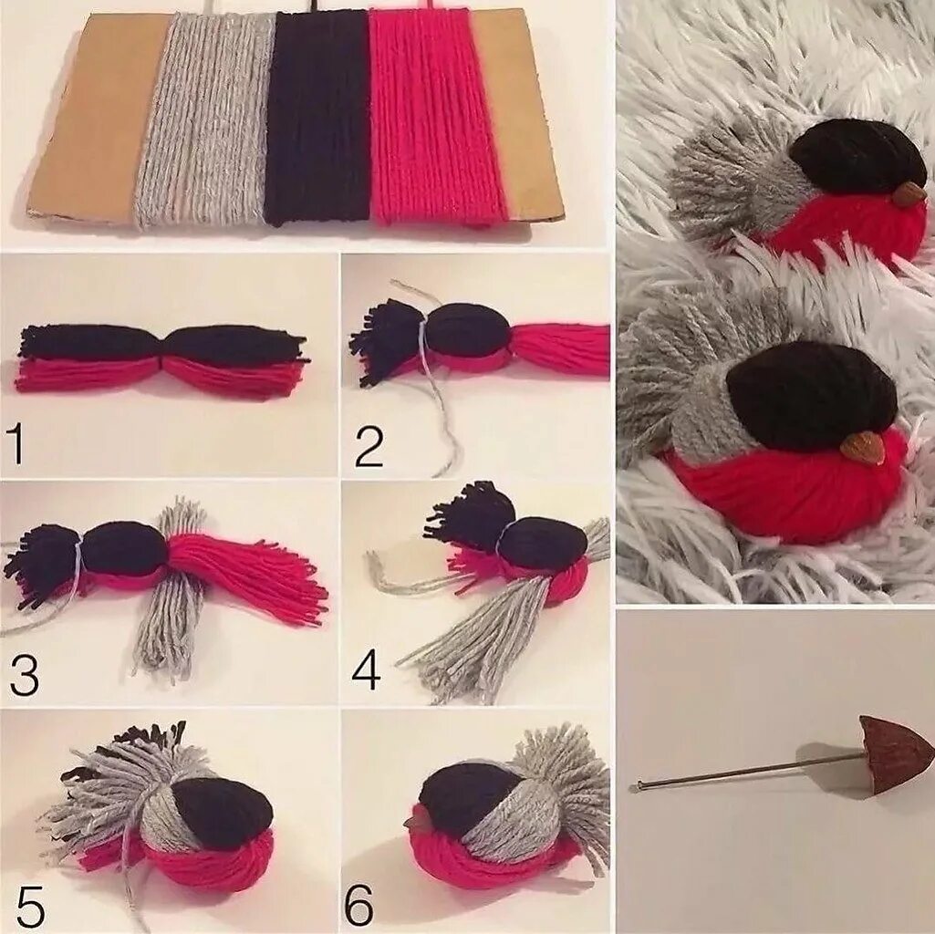 снегирь из ниток своими. поделка птичка из ниток. снегирь из ниток. снегирь из ниток. снегирь из пряжи.