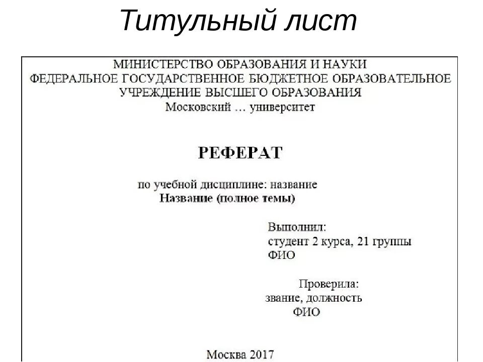 Реферат оформление по госту образец