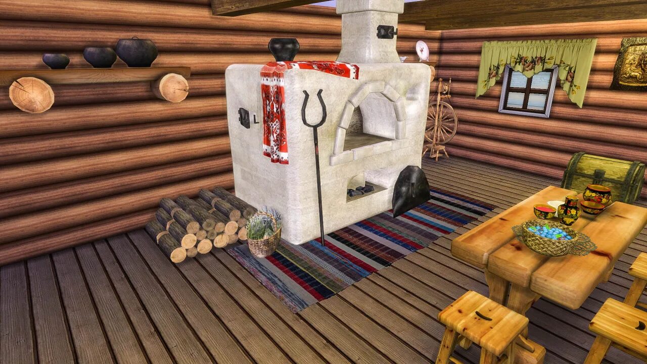 Баннер изба. SIMS 4 деревенская печь. Симс 4 русская изба. Русская печь. Русская изба внутри печь
