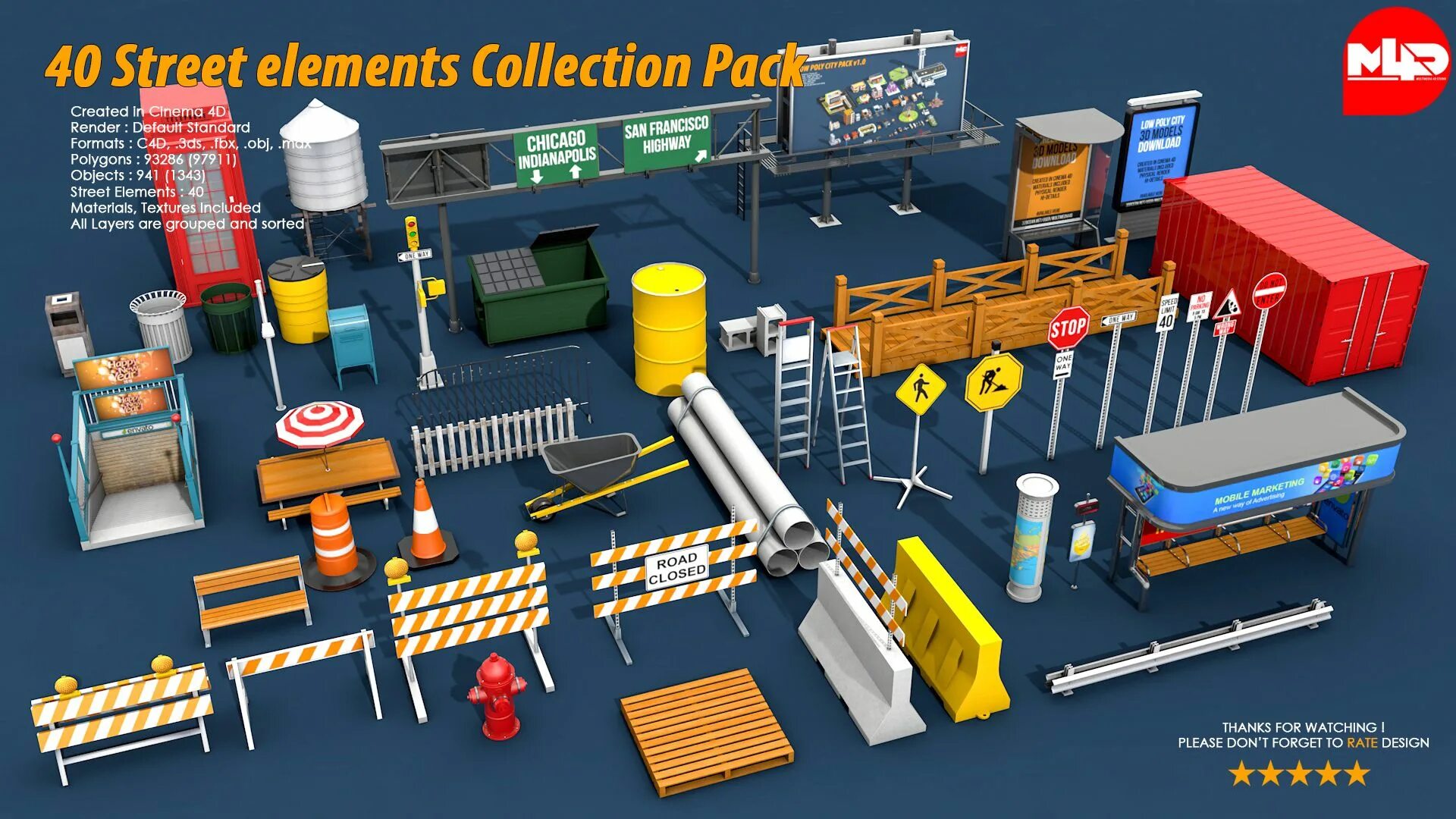 Render collection pack. Road pack 2d. street elements. the happy toolbox model pack greyscalegorilla. toy street elements set pack.