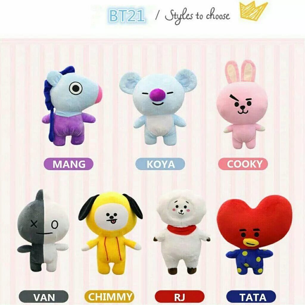 Плюшевая джей. BTS игрушки bt21 имена. Игрушки БТС 21 имена. Mang bt21 игрушка. Игрушка тата БТС чья.