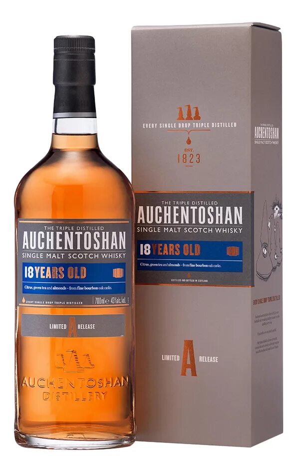 Auchentoshan, 18 years, Gift Box, 0.7 л. Виски аушентошан. Виски шотландский Акентошан.