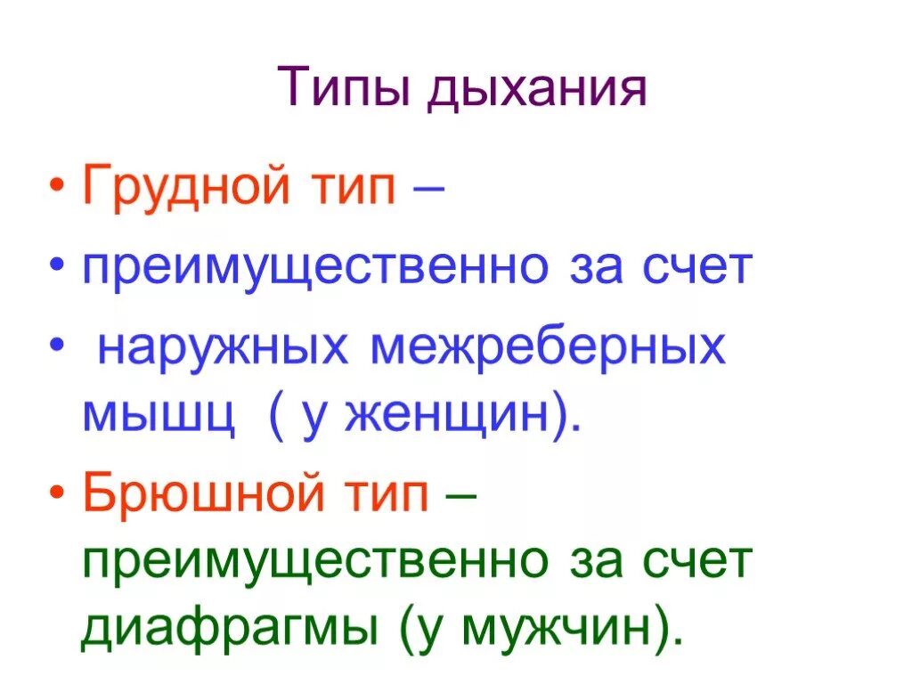 Грудной тип дыхания характерен для. Назовите типы дыхания. Типы дыхания грудной брюшной и смешанный. Грудной и брюшной Тип дыхания.