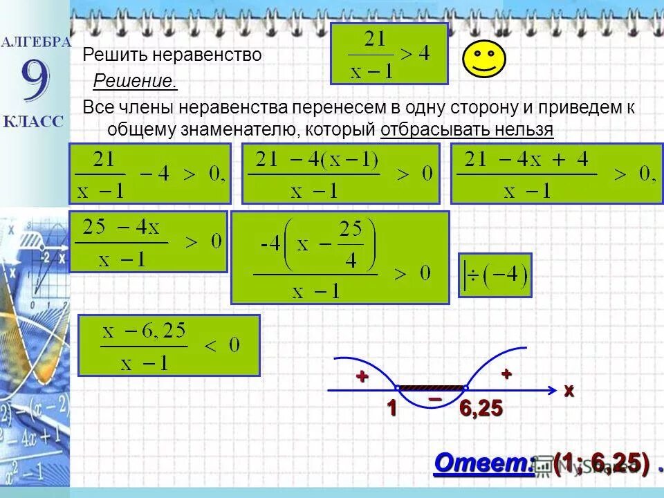 Урок неравенства 9 класс