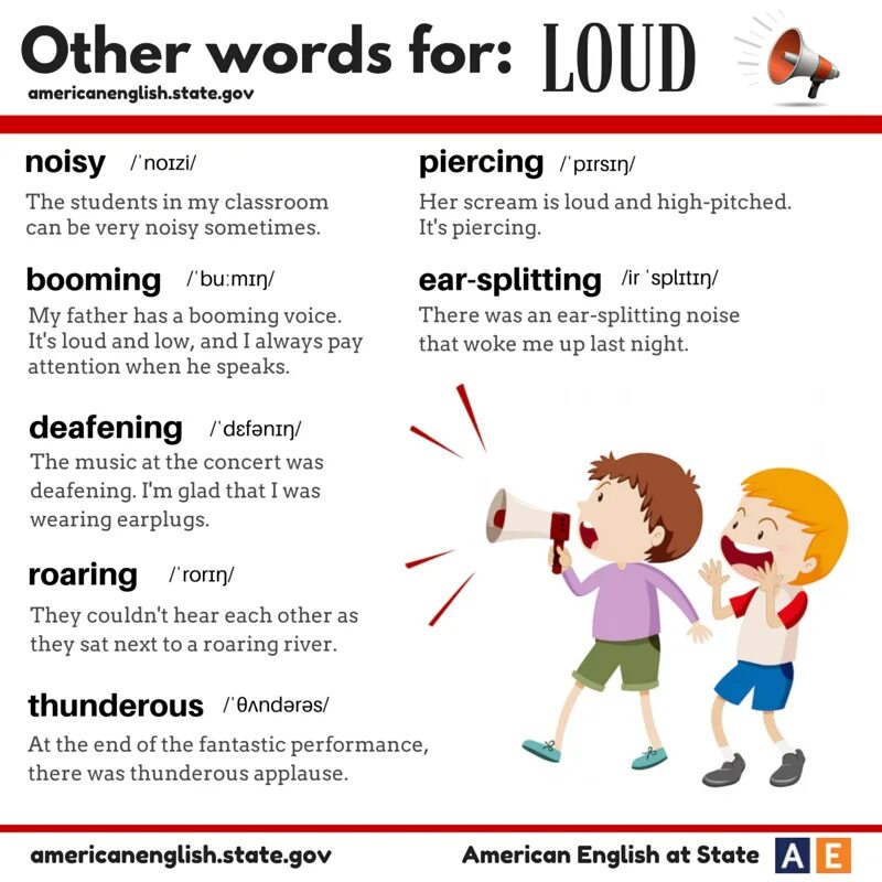 Read the words aloud. Loud synonyms. Loud loudly разница. Deafening Noise. Синоним к слову Loud?.