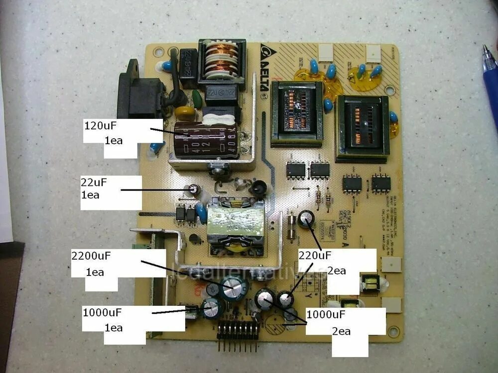 Блок питания монитора viewsonic. Плата для viewsonic va1912. плата вьюсоник 1912. wb ремонт. repair capacitor.