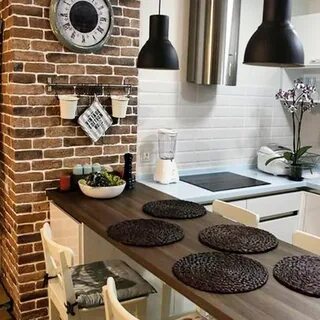 Декоративный кирпич стена кухня