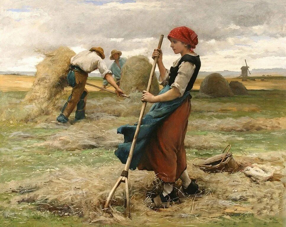 Работа картина. Жюльен Дюпре. Жюльен Дюпре "крестьянка". Жюльен Дюпре (1851-1910) - крестьянки со снопами.. Жюльен Дюпре сенокос.