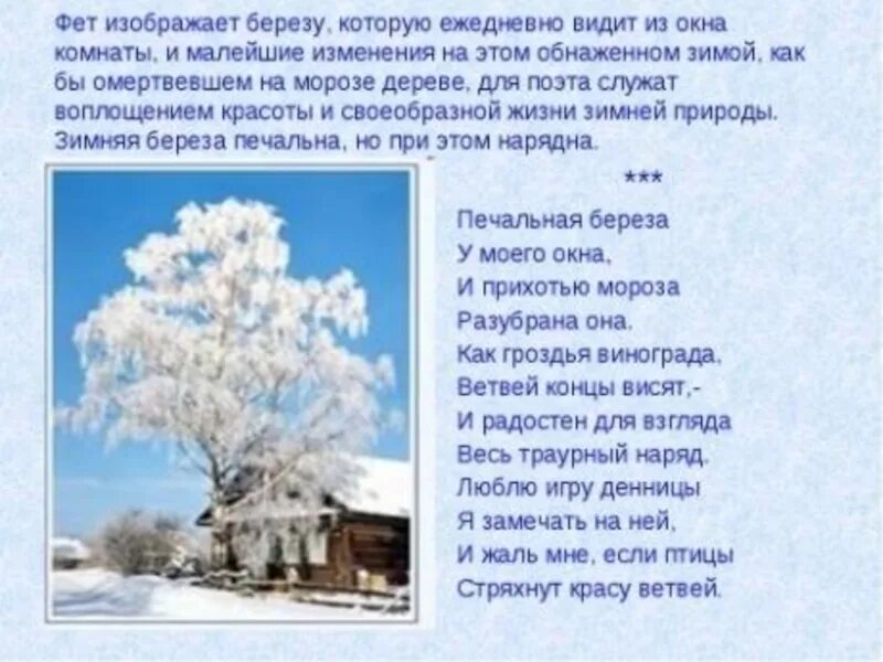 Стихотворения печальная береза