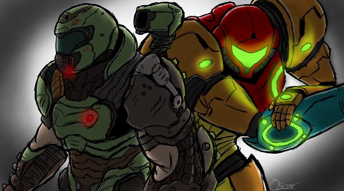 Doomguy кроссовер samus. Думгай и самус. Samus x doom. Samus and doom slayer. Samus x doom.