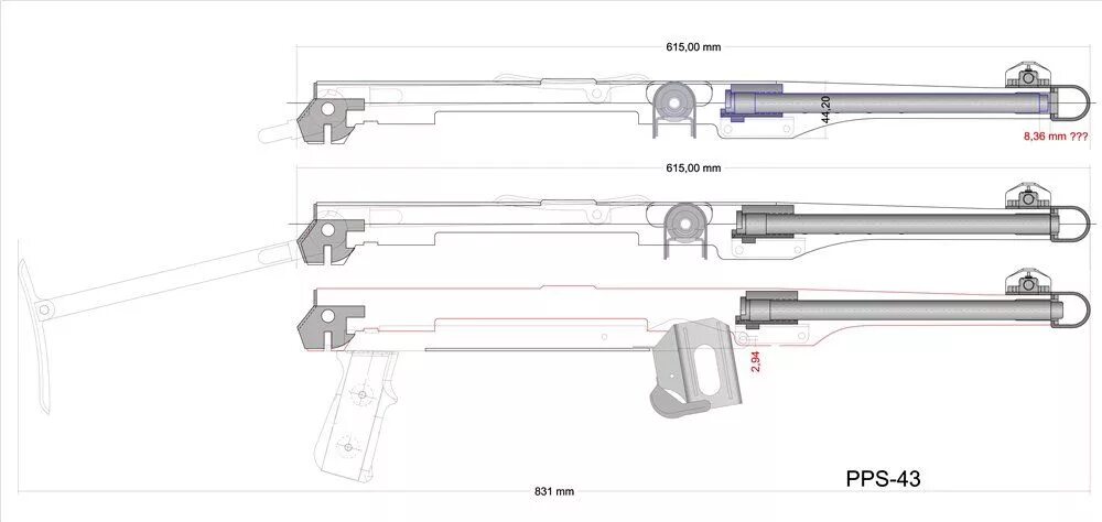 Размер ппс. Ствол ППС 43 чертёж. Walther38 чертежи. Ствол ППС чертеж.