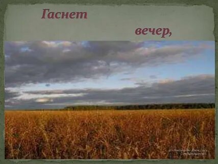 Бунин гаснет вечер даль