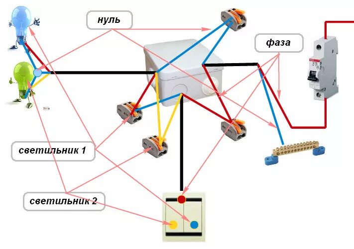 Соединение распаечных коробок. Схема подключения проводки в распределительной коробке. Схема соединения провода в распределительной коробке. Схема соединения в распаечной коробке. Схема разводки распаечной коробки.