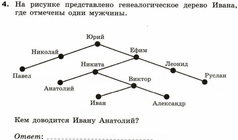 На рисунке представлено генеалогическое дерево