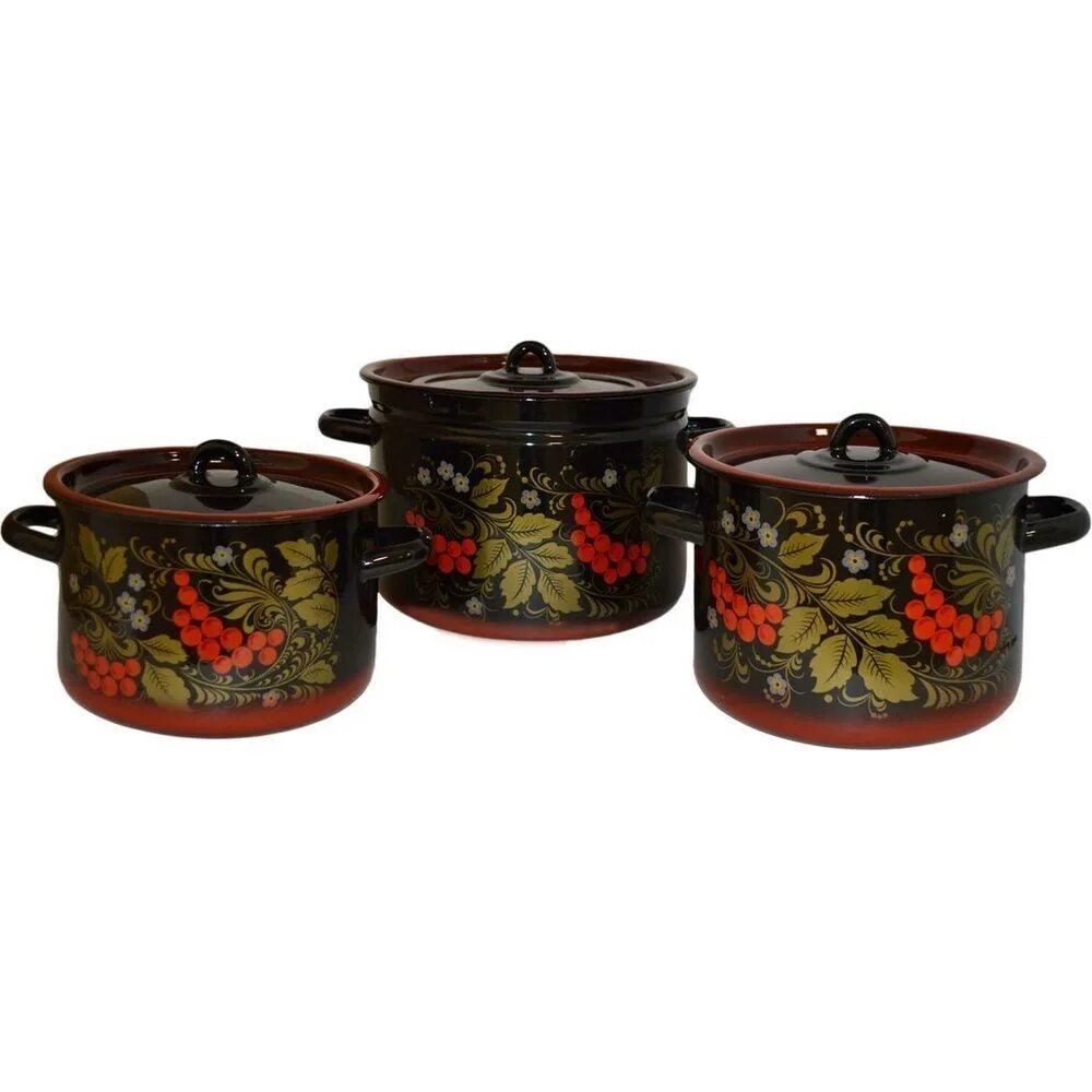 Северсталь эмаль. Набор кастрюль стальэмаль 1с113 6 пр. Северсталь эмаль. Кастрюля 9,0л цил черная с рис [рябина] 1с200с. Набор эмал 3пр (2л, 3л, 5,5л) №19 floral kitchen тм appetite 6kb191m.