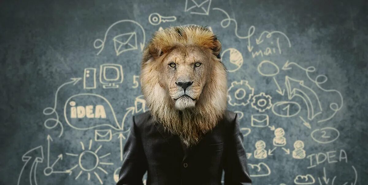Лев в камьюме. Изображение Льва в костюме. Лев в деловом костюме. Лев в смокинге.