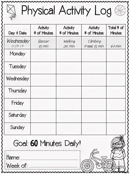 Log English. Activities for student week. Physical minute for children activities. Activity log