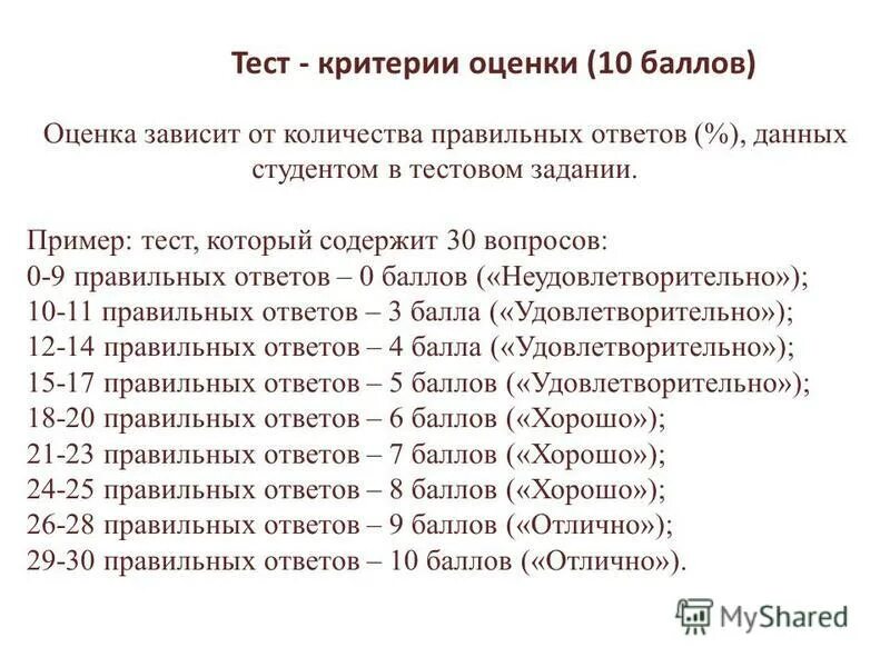 Тест оценка утверждений