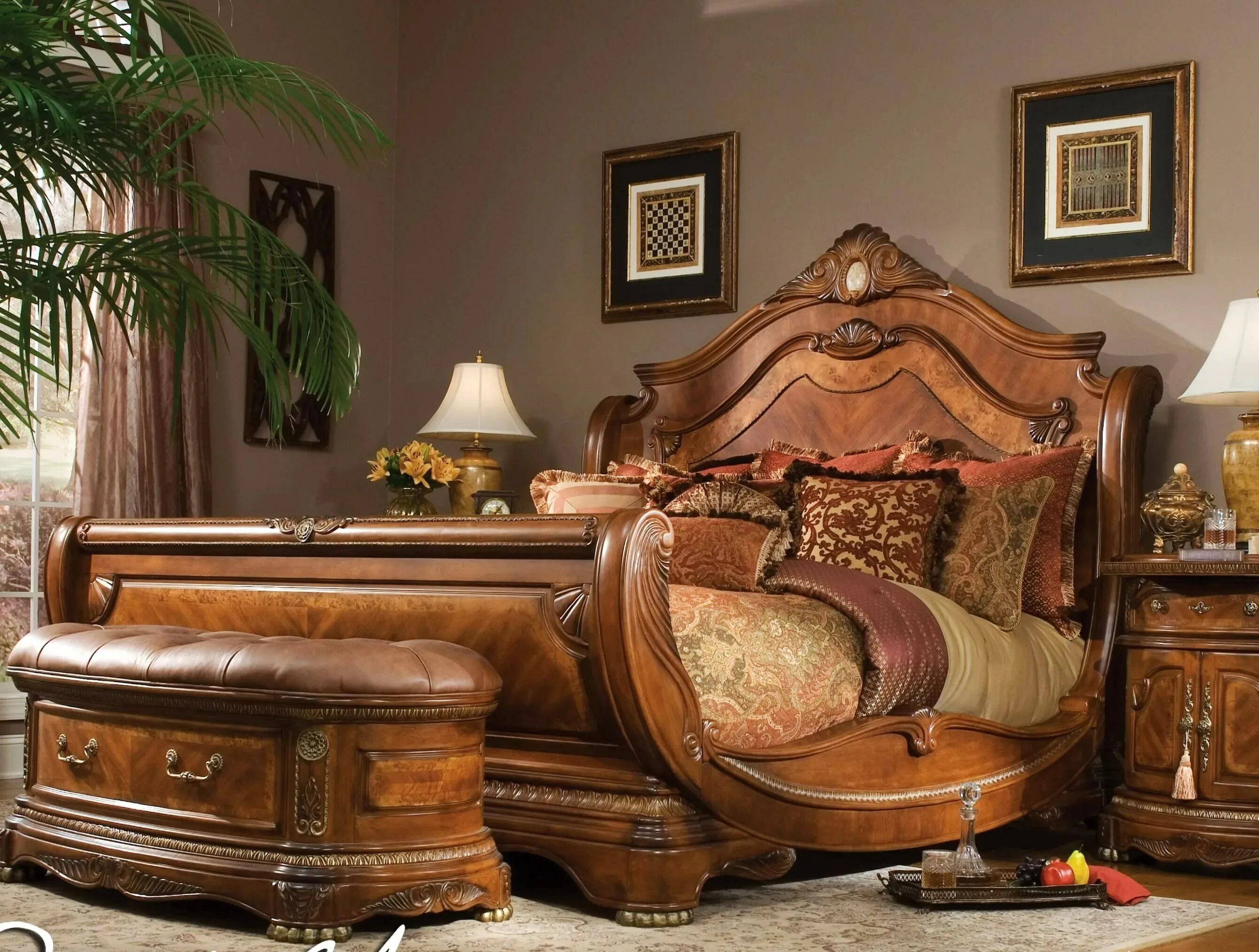 Сайты мебели из массива. Кровать: Michael Amini кровать Cortina. Красивая деревянная мебель. Дорогая мебель. Красивая дорогая мебель.
