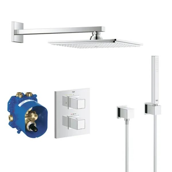 Комплект душа grohe. Душевой комплект Grohe Grohtherm Cube 34506000. Grohe Grohtherm Cube. Встроенный душевой комплект скрытого монтажа Grohe. Grohe комплект душа с термостатом.