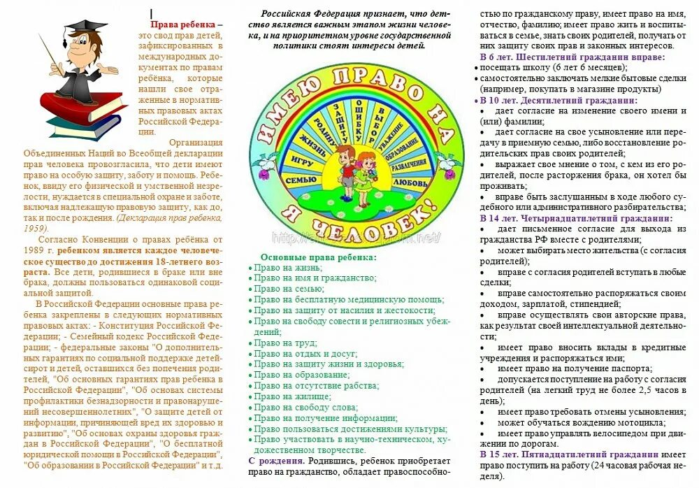 Правовой буклет. Буклет по праву для школьников.